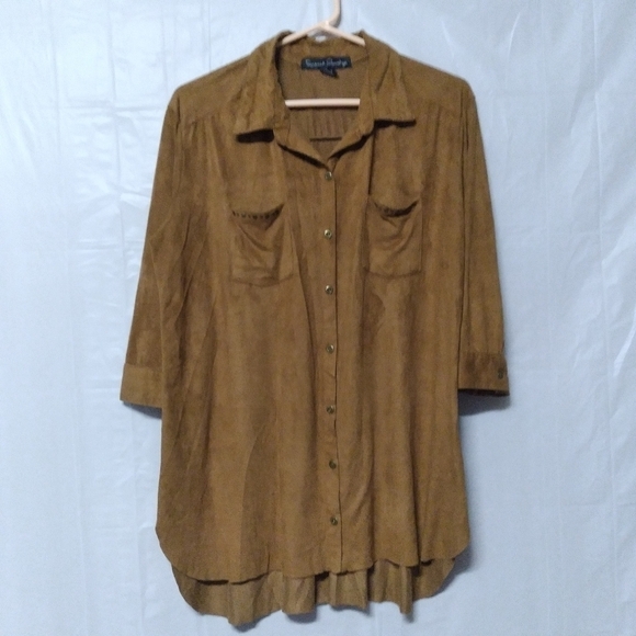 French Laundry Button Up Shirt Brown Large - Picture 2 of 9